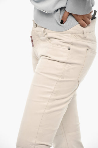 Pantaloni in Pelle Boot Cut a Vita Media