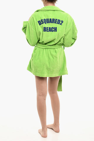 Accappatoio Beach in Cotone Spugnato Con Ricamo