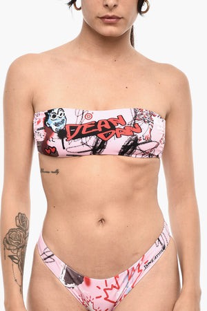 Top Bikini a Fascia Stampato All-Over