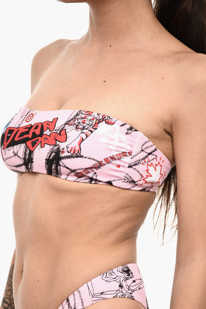 Top Bikini a Fascia Stampato All-Over