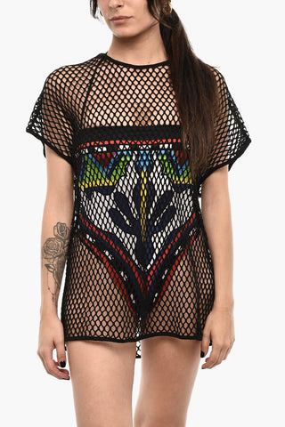 Solid Color Openwork Beach Cover-up Dress