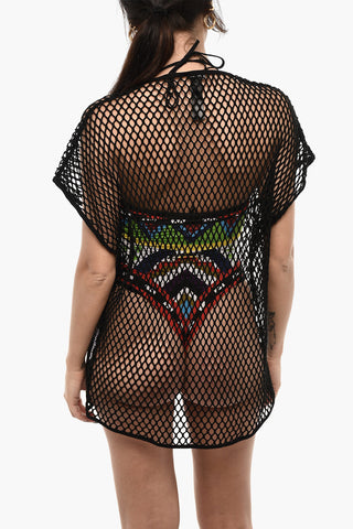 Solid Color Openwork Beach Cover-up Dress