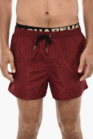 Costume Da Bagno Boxer Con Banda Logata A Contrasto