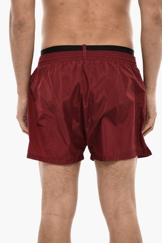 Costume Da Bagno Boxer Con Banda Logata A Contrasto