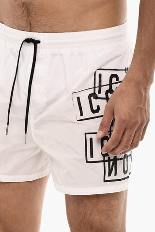 Costume Da Bagno Boxer MIDI Con Stampa Logo