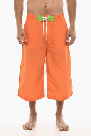 Extra Long Boxer Swim Shorts with Contrasting Design