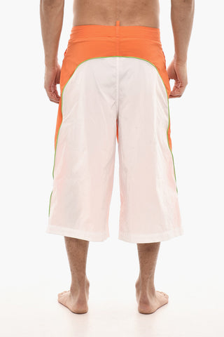 Extra Lange Boxer-Badehose mit Kontrast-Design