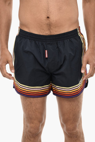 Costume Da Bagno Boxer Con Stampa A Righe