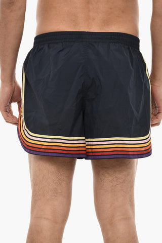 Costume Da Bagno Boxer Con Stampa A Righe