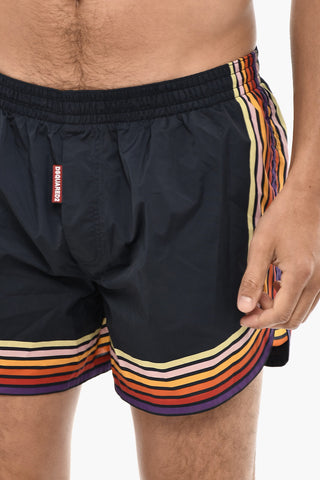 Costume Da Bagno Boxer Con Stampa A Righe