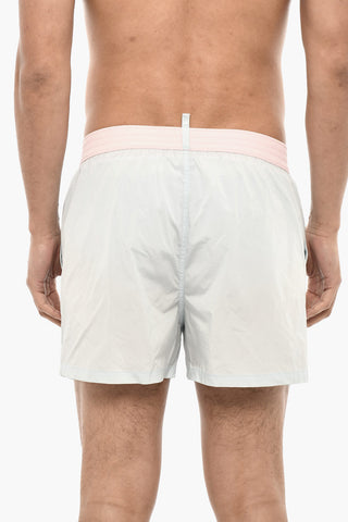 Contrasting Desing Swim Short with Print