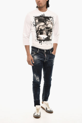 Jeans Slim Fit Effetto Distressed 16 cm