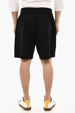 Cotton Jogger Shorts With Logo Print