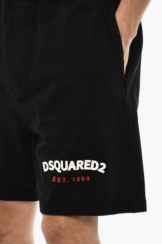 Cotton Jogger Shorts With Logo Print
