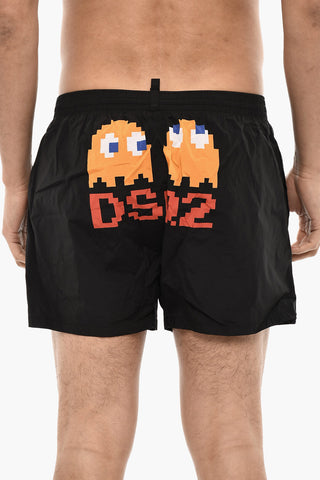 Costume Da Bagno Boxer PACMAN Stampato Con Coulisse