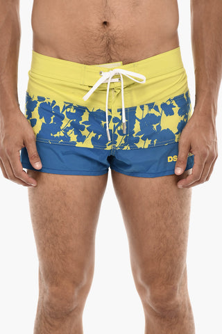 Logoed Swim Short with Floral Motif