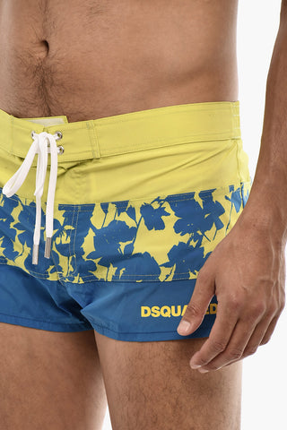 Logoed Swim Short with Floral Motif