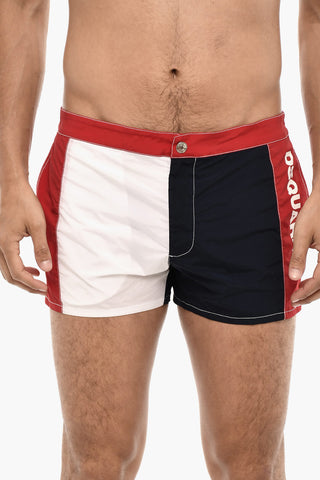 Color Block Swim Shorts with Side Logo