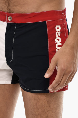 Costume da Bagno Boxer Color Block Con Logo Laterale