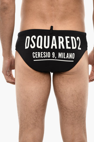 Costume Da Bagno Slip Con Stampa Logo