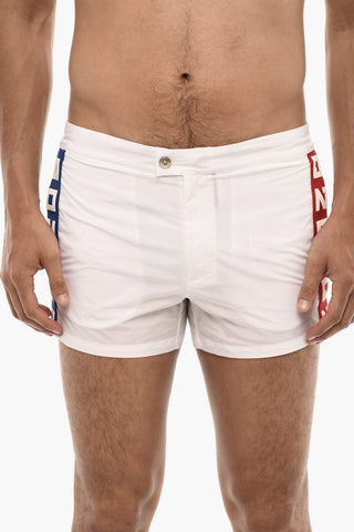 Costume Da Bagno Boxer Con Bande Logo A Contrasto