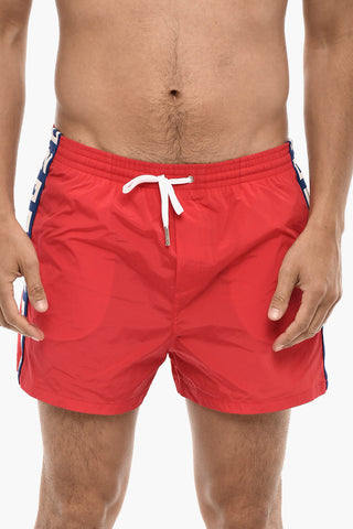 Boxer Swimsuit With Logoed Contrasting Bands