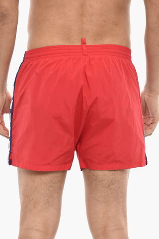 Costume Da Bagno Boxer Con Bande Logo A Contrasto