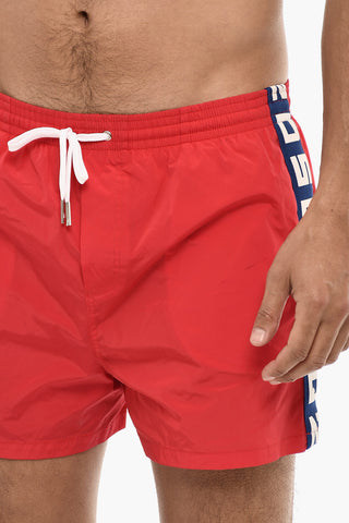 Boxer Swimsuit With Logoed Contrasting Bands