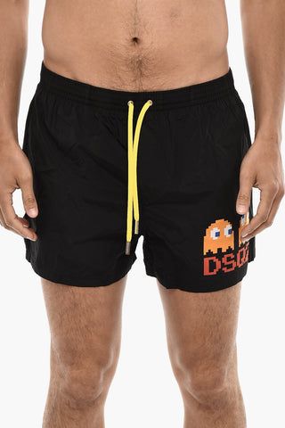 Costume Da Bagno Boxer PACMAN Stampato Con Coulisse