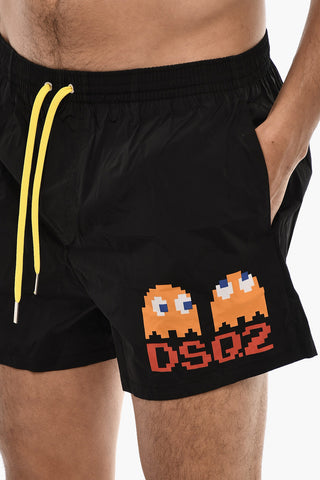 Costume Da Bagno Boxer PACMAN Stampato Con Coulisse