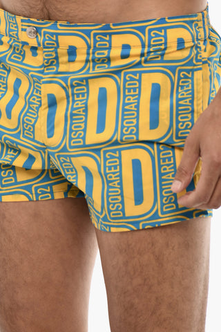 Costume da Bagno Boxer con Motivo Logato