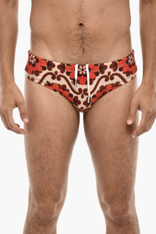 Floral Motif Slip Swimsuit