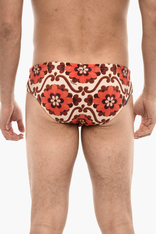 Floral Motif Slip Swimsuit