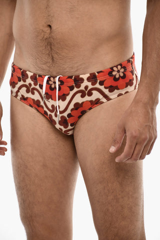 Floral Motif Slip Swimsuit