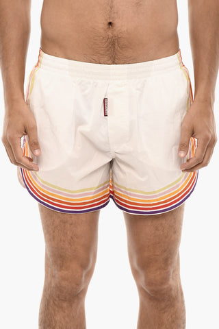 Costume Da Bagno Boxer MIDI Con Stampa A Righe