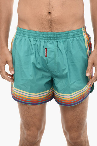 Contrasting Stripe Motif Swim Short