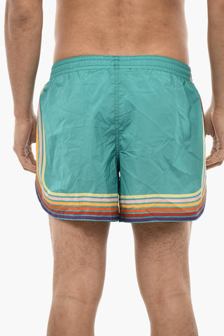 Contrasting Stripe Motif Swim Short