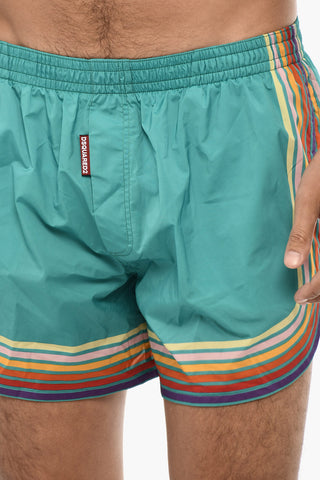 Contrasting Stripe Motif Swim Short
