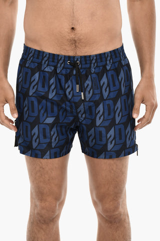 Costume Da Bagno Boxer MIDI Con Stampa Logo Allover