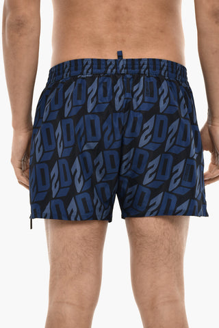 Costume Da Bagno Boxer MIDI Con Stampa Logo Allover