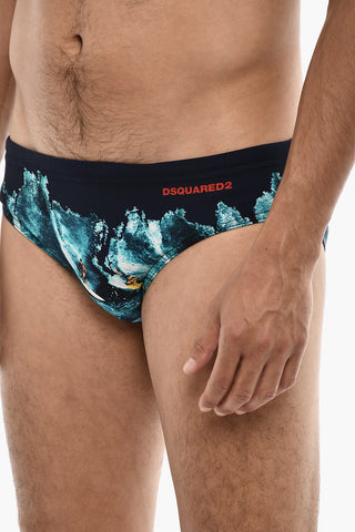 Logoed Swim Brief with Surf Motif
