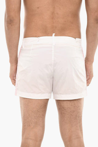 Contrasting Bands MIDI Swim Shorts