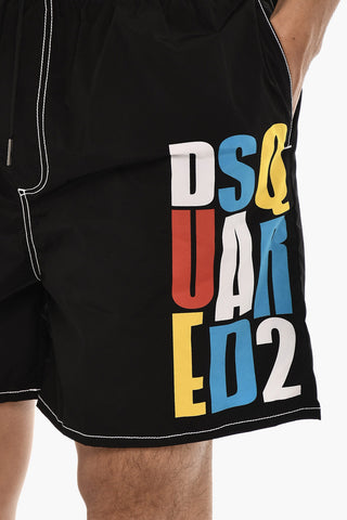 Swim Short with  Multicolor Printed Logo