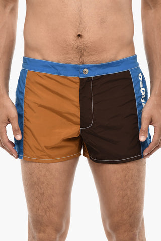Color Block Swim Shorts with Side Logo