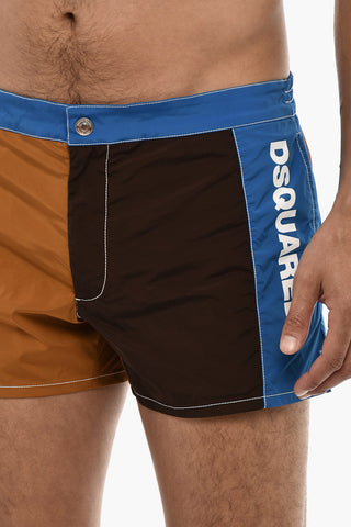 Color Block Swim Shorts with Side Logo
