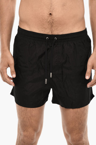 Badeboxer Aus Ripstop Mit Karomuster Und Logo Am Rücken