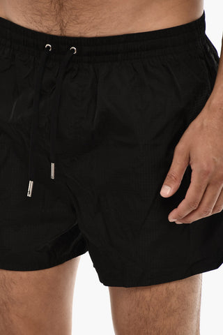 Badeboxer Aus Ripstop Mit Karomuster Und Logo Am Rücken