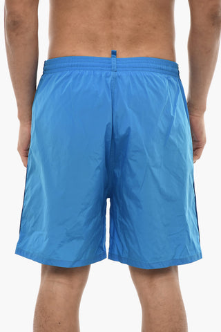 Costume Da Bagno Boxer Con Bande Logo A Contrasto