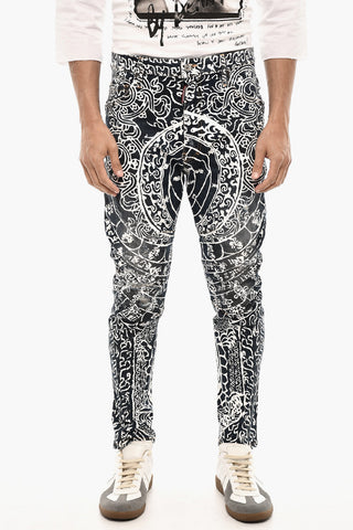 Slim Fit High Waisted Jeans With Allover Print 16 cm