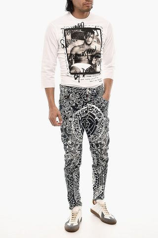 Slim Fit High Waisted Jeans With Allover Print 16 cm